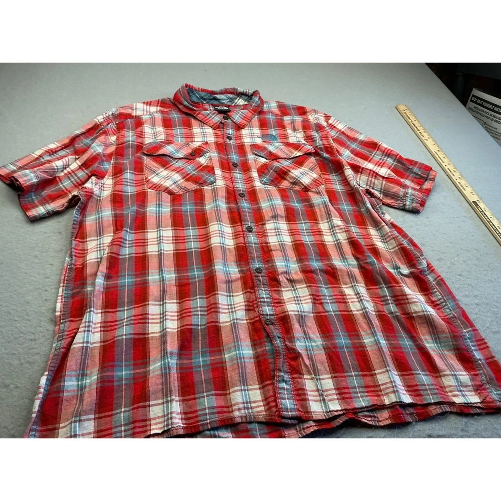 The North Face Shirt Plaid Short Sleeve Button Down Red Blue Mens XXL Hiking